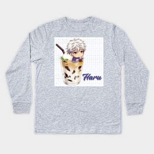 Chico con cafe frio Kids Long Sleeve T-Shirt
